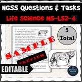 NGSS Assessment Task and Test Questions MS-LS2-4 Change Af