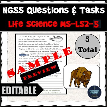 Preview of NGSS Assessment Tasks and Test Questions MS-LS2-5 Maintaining Biodoversity
