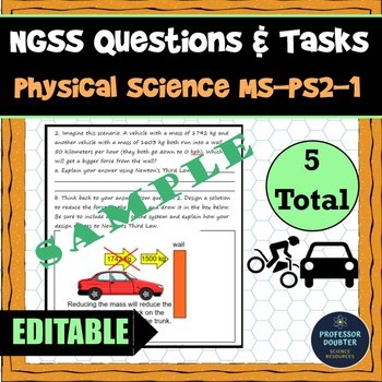 Preview of NGSS Assessment Tasks Test Questions MS-PS2-1 Newtons 3rd Law