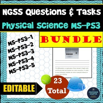 Preview of NGSS Assessments Tasks Test Questions MS-PS3 Physical Science Energy