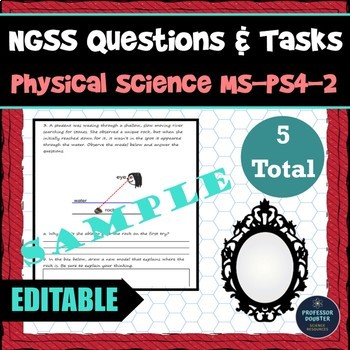 Preview of NGSS Assessment Tasks Test Questions MS-PS4-2 Waves Reflect Absorb Transmit
