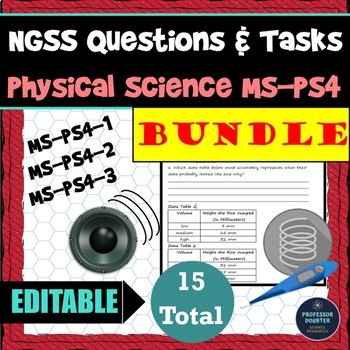 Preview of NGSS Assessment Tasks Test Questions MS-PS4 Physical Science Waves