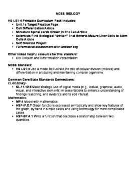 Preview of Cell Division and Differentiation Printable Curriculum Pack NGSS HS-LS1-4