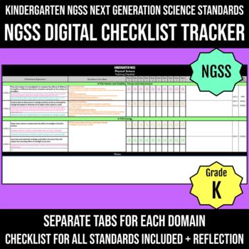 Preview of NGSS Checklist Kindergarten DIGITAL