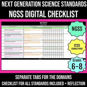 Preview of NGSS Checklist Middle School 6-8 DIGITAL