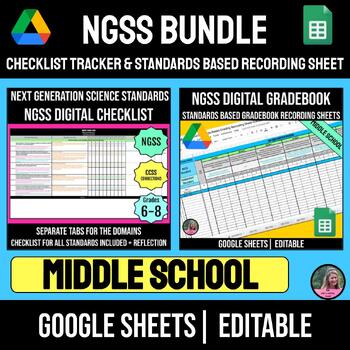 Preview of NGSS Checklists and  Digital Gradebook for Middle School BUNDLE