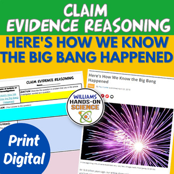 Preview of Claim Evidence Reasoning Practice Reading Universe Astronomy Big Bang Digital