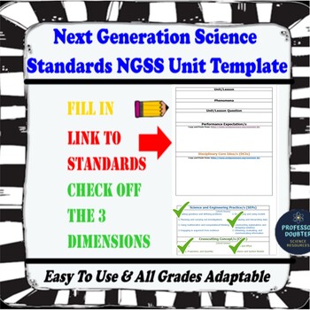 Preview of NGSS Unit Template for Lesson Planning EASY TO USE All grades adaptable