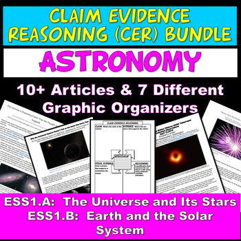 Preview of NGSS ESS1.A ESS1.B Claim Evidence Reasoning Astronomy Bundle Graphic Organizers