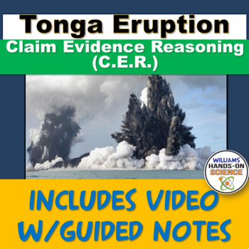 Preview of NGSS ESS2.A Tonga Eruption Earth Materials Systems Claim Evidence Reasoning