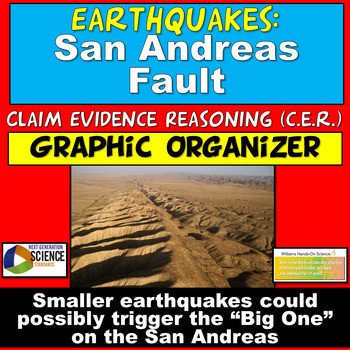 Preview of NGSS ESS2.B ESS1.C Claim Evidence Reasoning Earthquakes Ridgecrest San Andreas