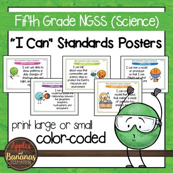 Preview of NGSS Fifth Grade Science Standards "I Can" Posters