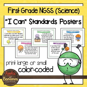 Preview of NGSS  First Grade Science Standards "I Can" Posters