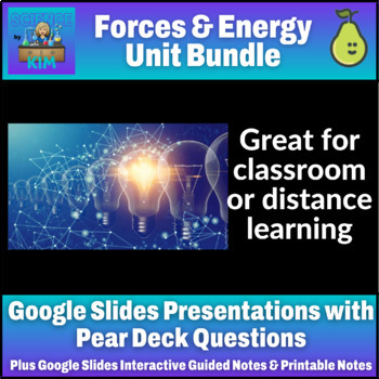 Preview of Forces & Energy Unit Google Slides with Pear Deck & Guided Notes