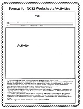 Preview of NGSS Format for Worksheets and Activities