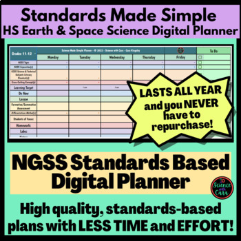 Preview of NGSS High School Earth and Space Science Standards Digital Planner Grades 9-12