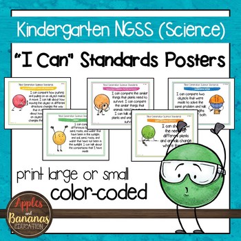 Preview of NGSS "I Can" Kindergarten Science Standards Posters