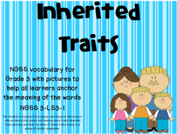 Preview of NGSS Inherited Traits & Variation vocabulary cards compatible w/ Google Slides™