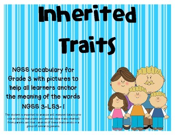 Preview of NGSS Inherited Traits and Variation vocabulary cards