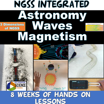 Preview of NGSS Integrated Astronomy Waves & Magnetism Activities Worksheets Unit Bundle