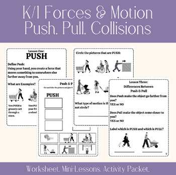 Preview of Kindergarten/ First Grade - Push, Pull [Forces & Motion] 20-Page Student Packet
