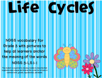 Preview of NGSS Life Cycle vocabulary cards compatible with Google Slides ™