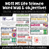 NGSS Life Science Cells and Human Body Word Wall, Objectiv