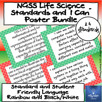 Preview of NGSS Life Science Standards and "I Can" Posters Bundle- High School