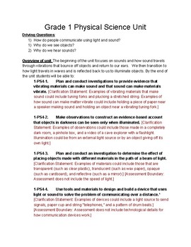 Preview of NGSS Light and Sound Integrated Unit, grade 1