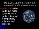 NGSS MS-ESS1-1 Earth’s Place in the Universe-Earth-Sun-Moo
