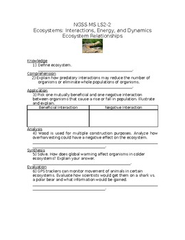 Interactions In Ecosystems Worksheet - Nidecmege
