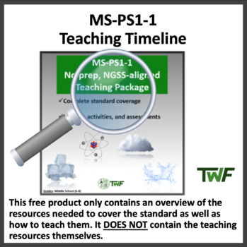 Preview of NGSS - MS-PS1-1 - Teaching Timeline