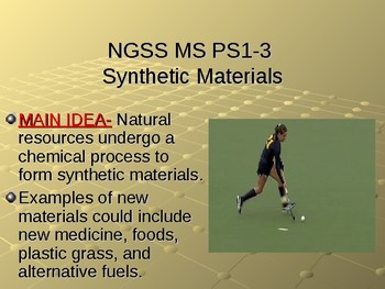 Preview of NGSS MS PS1-3 Synthetic Materials PowerPoint