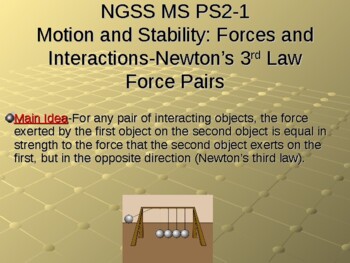 Preview of NGSS MS PS2-1 Motion and Stability: Forces and Interactions-Newton’s 3rd Law For