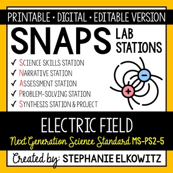 Preview of MS-PS2-5 Electric Field Lab Stations Activity | Printable, Digital & Editable