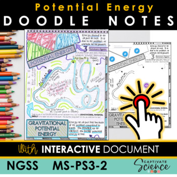 Preview of NGSS MS-PS3-2 Potential Energy Doodle Notes Plus INTERACTIVE