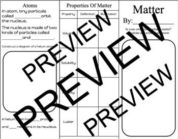 Preview of NGSS Matter Brochure (Editable)