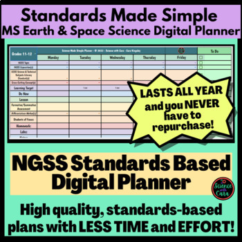 Preview of NGSS Middle School Earth and Space Science Standards Digital Planner Grades 6-8