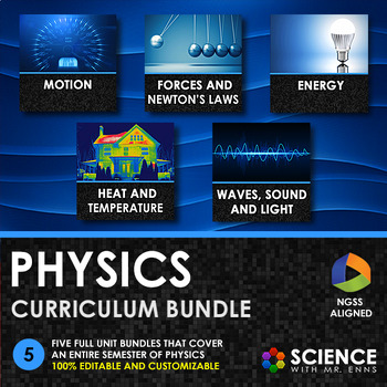 Preview of NGSS Middle School Physics Curriculum with PPTs Worksheets Labs & Assessments