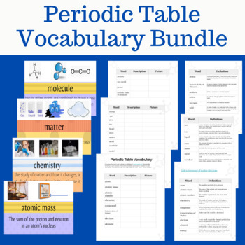 Preview of Middle School Periodic Table Vocabulary Word Wall Bundle