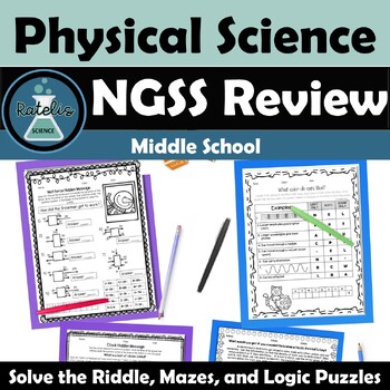 Preview of NGSS Physical Science Review Puzzle Worksheets Bundle Middle School Low Prep