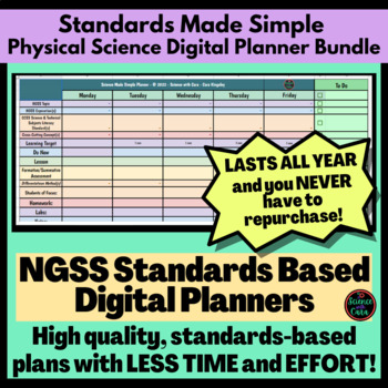 Preview of NGSS Physical Science Standards Digital Planner Bundle grades 6-12