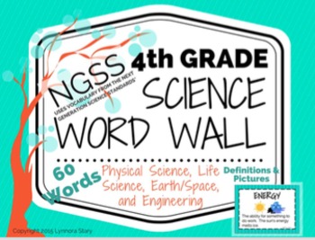 Preview of Science Word Wall (NGSS) - 4th Grade - Vocabulary Cards