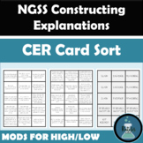 CER Card Sort NGSS Constructing Explanations Claim, Eviden