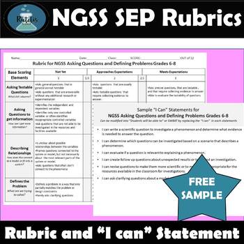 Preview of NGSS: SEP: Formative Assessment Rubrics and Student "I Can Statements" SAMPLE
