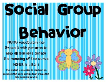 Preview of NGSS Social and Group Behavior vocabulary cards