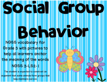 Preview of NGSS Social and Group Behavior vocabulary cards Google Slides™ included