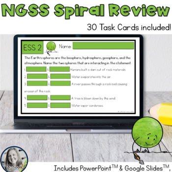 Preview of NGSS Spiral Review Task Cards or Exit Slips - Now Digital