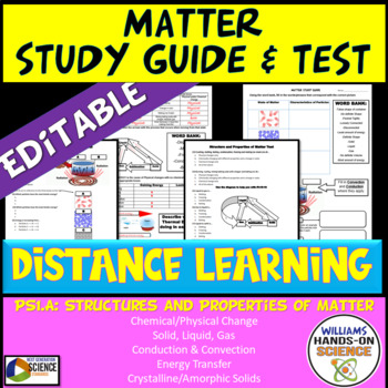 Preview of NGSS Structure & Properties Matter Study Guide Test PS1A PS3A Test Prep Digital
