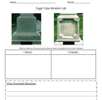Preview of NGSS Sugar Cube Abrasion Lab (Editable)